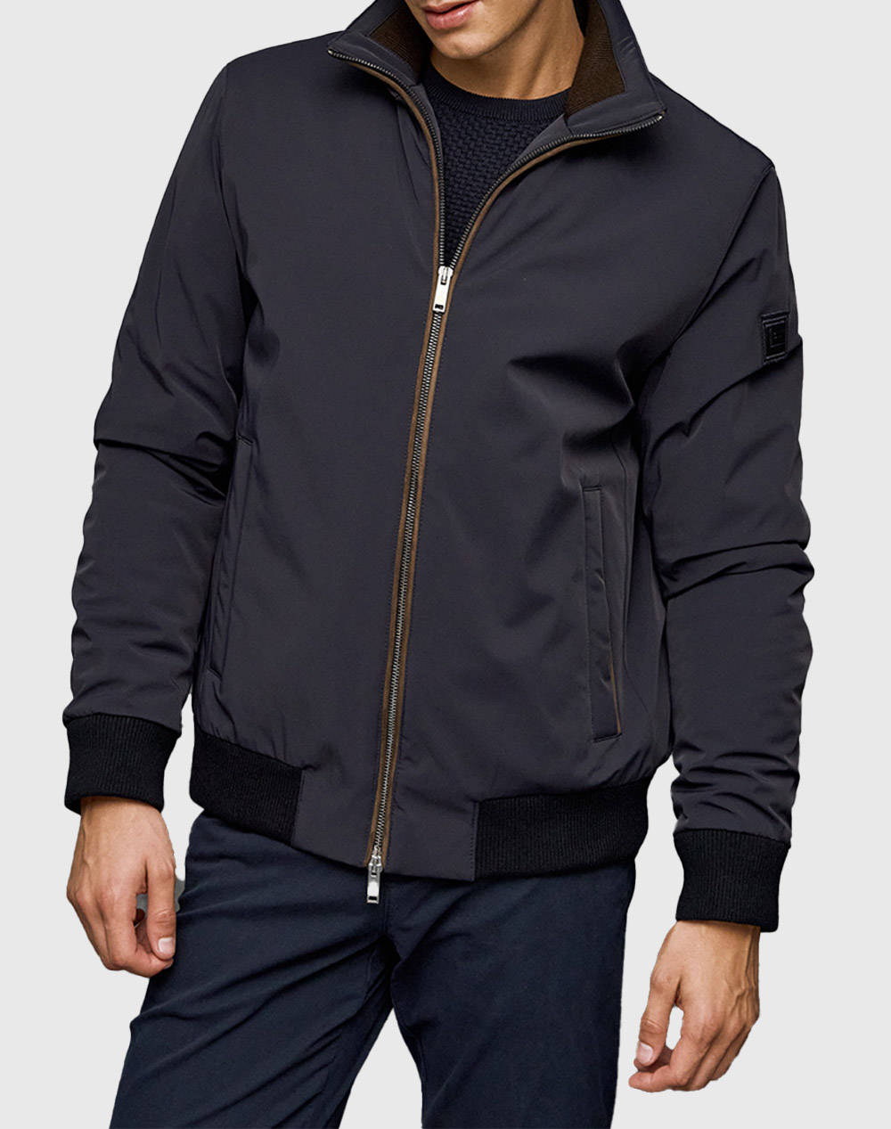 Bizzaro Dw242977 Short Bomber Jacket Men Clothes Outerwear Jackets Navyblue Fabric Gldw242977 2 Male Jackets Blue