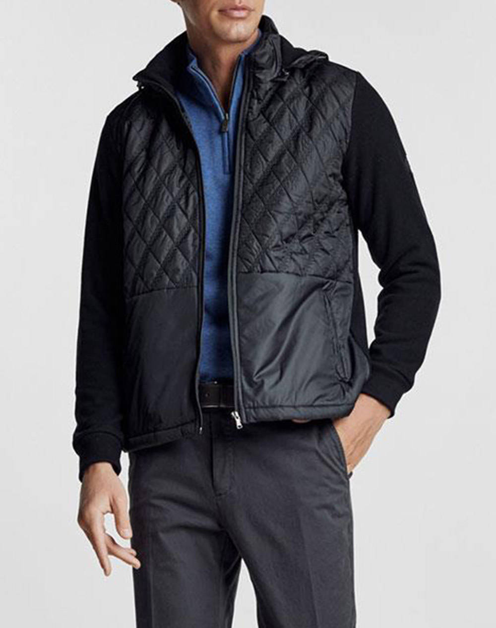 Guy Laroche 2224466 Cardigan Jacket With Removable Hood Men Clothes Outerwear Jackets Black Cotton Gl2224466 1 Male Jackets Black