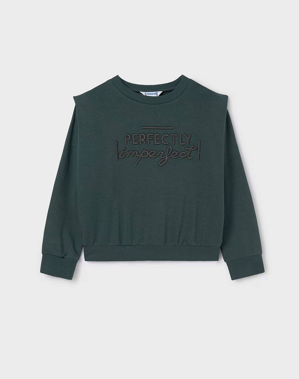 Mayoral Sweatshirt With Shoulder Pads Kids Girl Clothes Shirts Darkgreen Cotton,Elastic,Synthetic 07468 20 Female Shirts Green