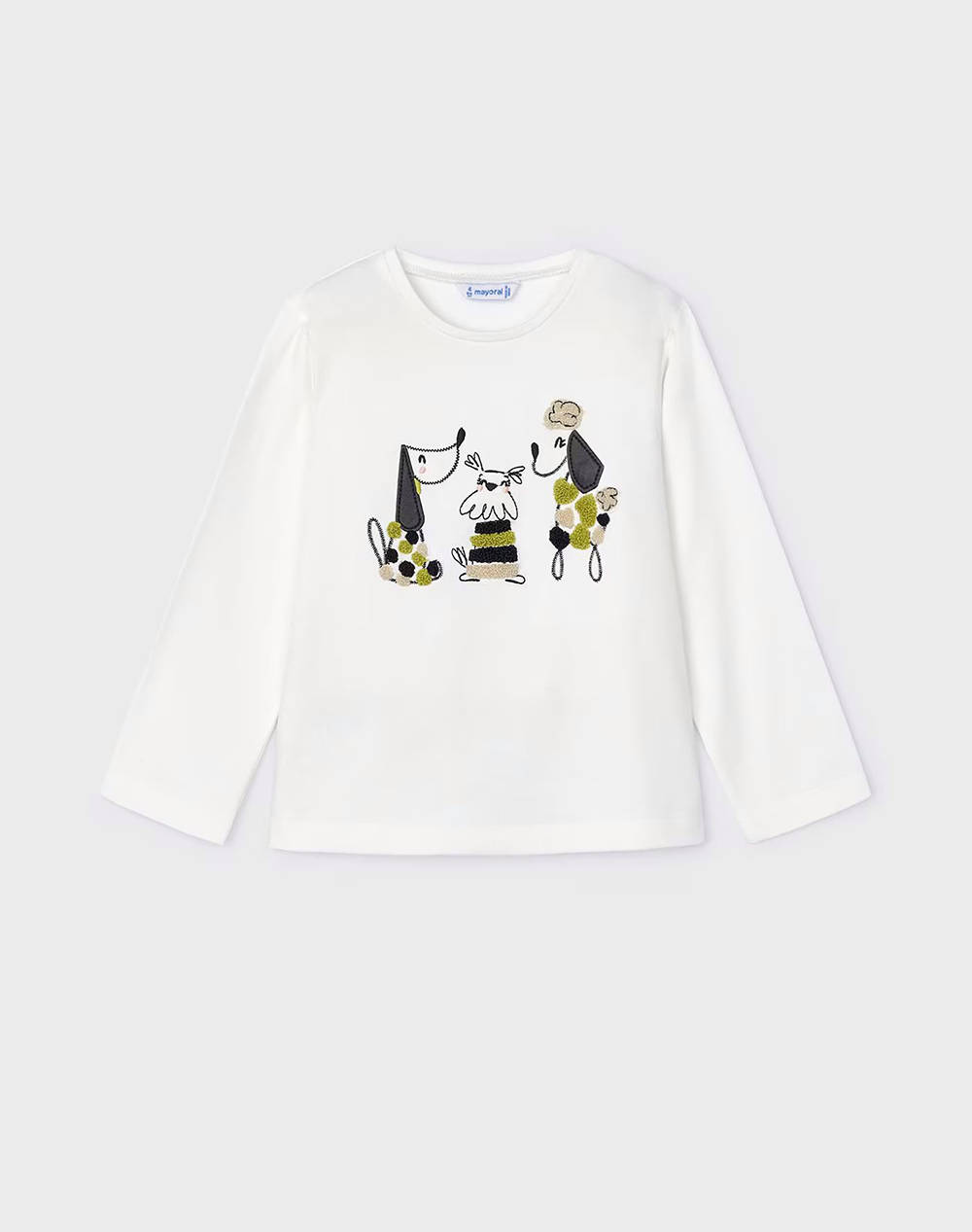 Mayoral Long Sleeved Shirt With Embroideries Kids Girl Clothes Baby Ecru Cotton,Elastic 04070 50 Female Baby