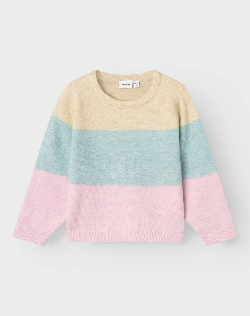 Name It Nmfnasille Ls Knit Box Kids Girl Clothes Sweaters Multi Wool,Elastic,Woolen Mixture,Synthetic 13233163 Summer Sand Female Sweaters