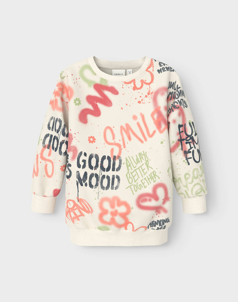 Name It Nmfnoelle Rlx Sweat Tunic Box Bru Kids Girl Clothes Shirts Offwhite Cotton,Elastic 13233043 Jet Stream Female Shirts