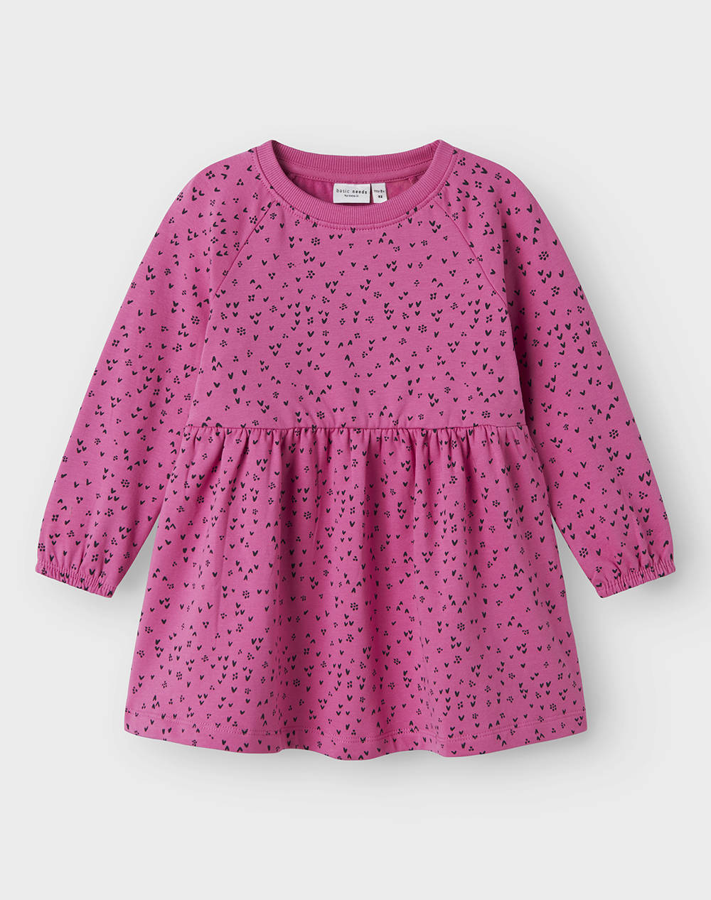 Name It Nmfvolta Ls Swe Dress Bru Kids Girl Clothes Baby Pink Cotton,Elastic 13234444 Phlox Pink Female Baby