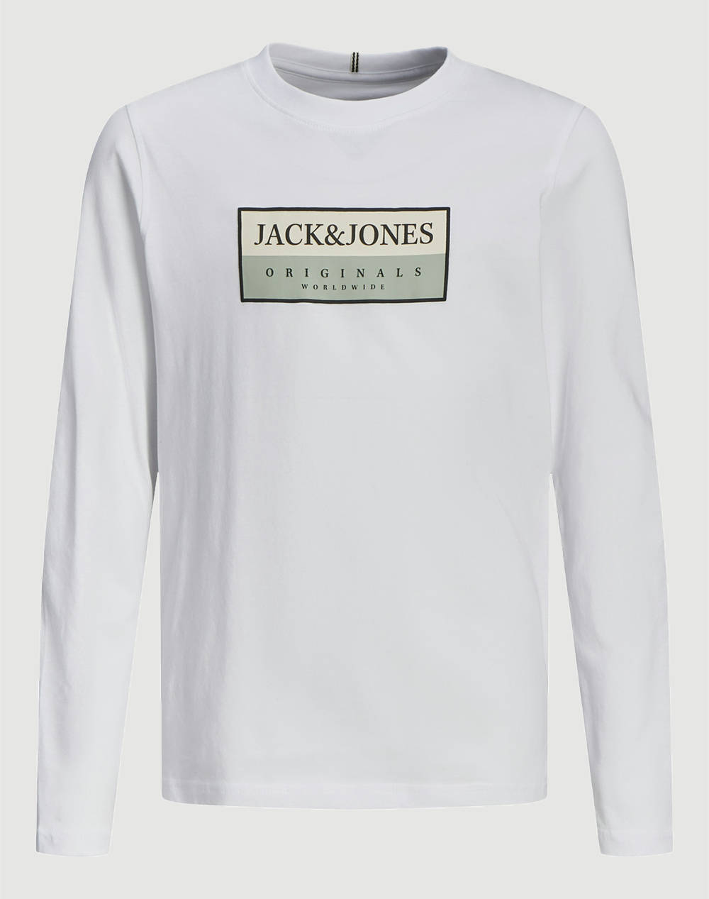 Jack&Jones Jorfrederiksberg Box Script Tee Ls Jnr Kids Boy Clothes T Shirts White Cotton 12263109 Bright White Male T-Shirts
