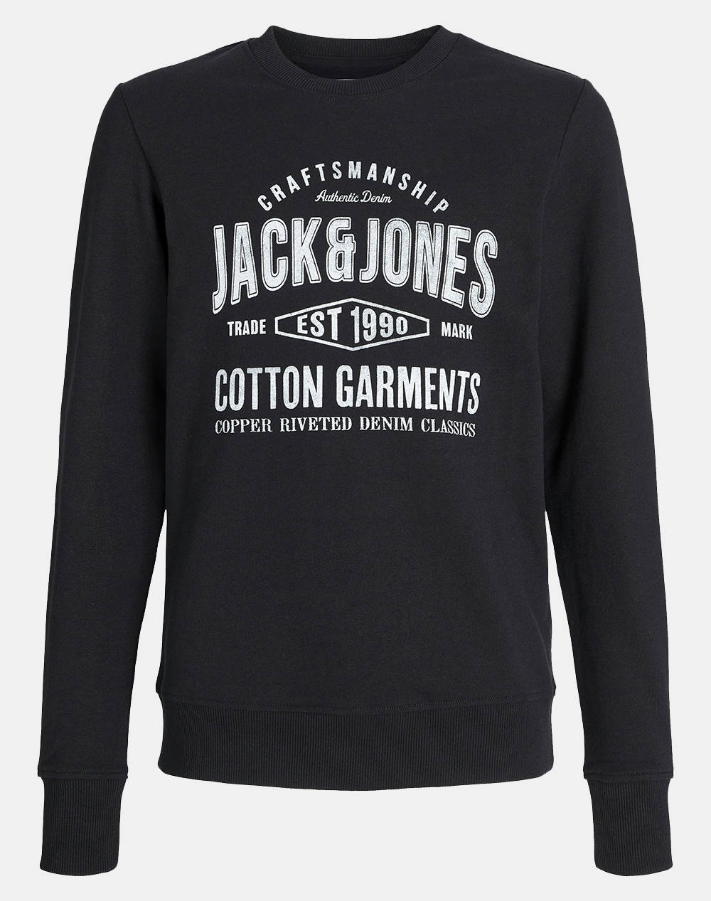 Jack&Jones Jjjeans Sweat O Neck Jnr Kids Boy Clothes T Shirts Black Cotton 12259862 Black Male T-Shirts Black