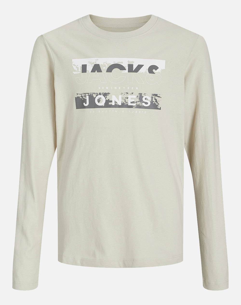 Jack&Jones Jcokonta Tee Ls Crew Neck Fst Jnr Kids Boy Clothes T Shirts Ecru Cotton 12271368 Moonbeam Male T-Shirts