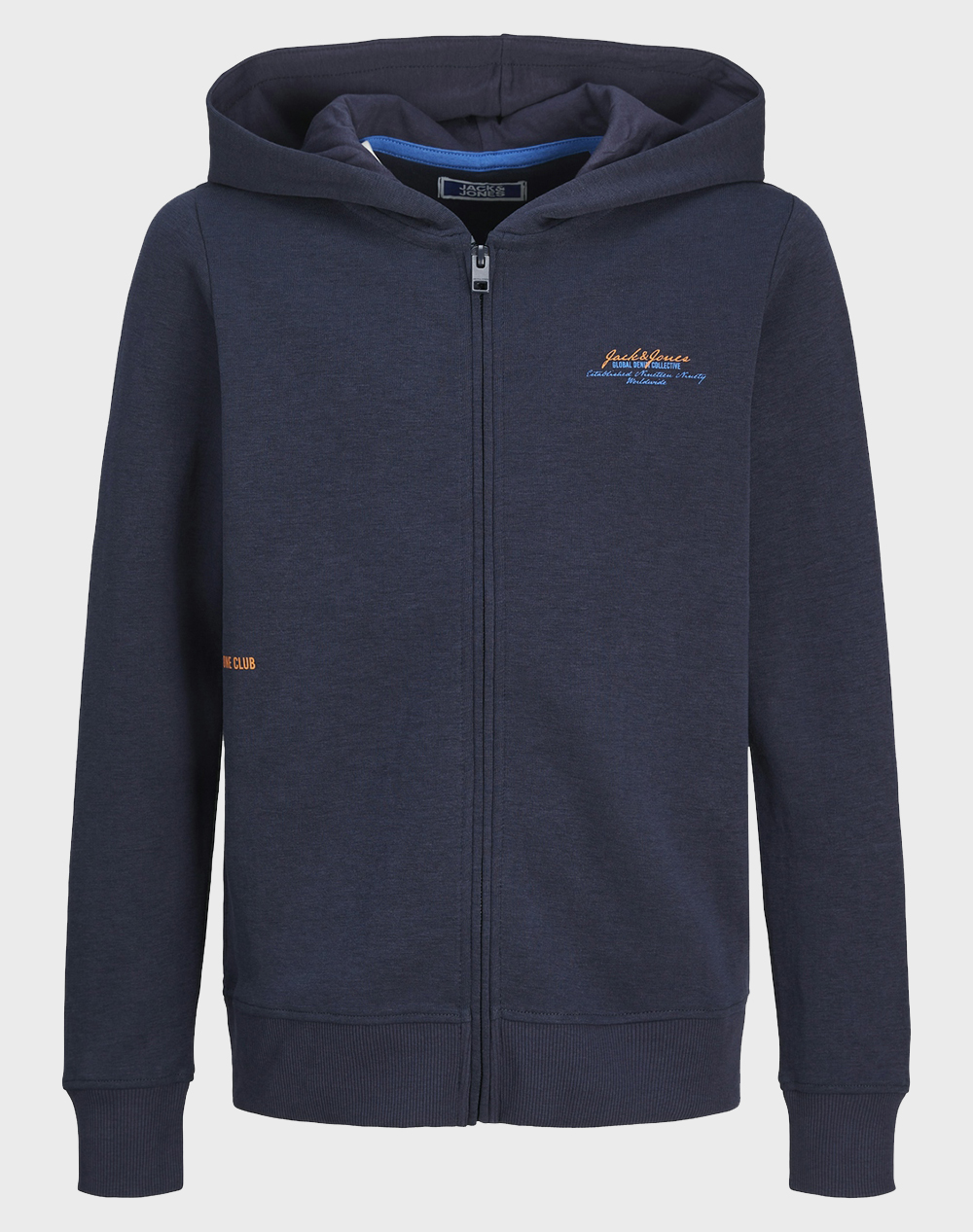 Jack&Jones Jjgreat B2S Logo Sweat Zip Hood Jnr Kids Boy Clothes Cardigans Navyblue Cotton,Synthetic 12258125 Navy Blazer Male Cardigans Blue