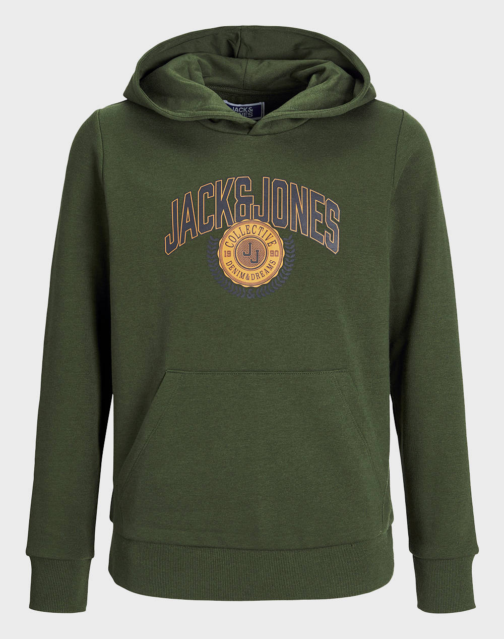 Jack&Jones Jjkam Varsity Branding Sweat Hood Jnr Kids Boy Clothes T Shirts Green Cotton,Synthetic 12266761 Kombu Green Male T-Shirts Green