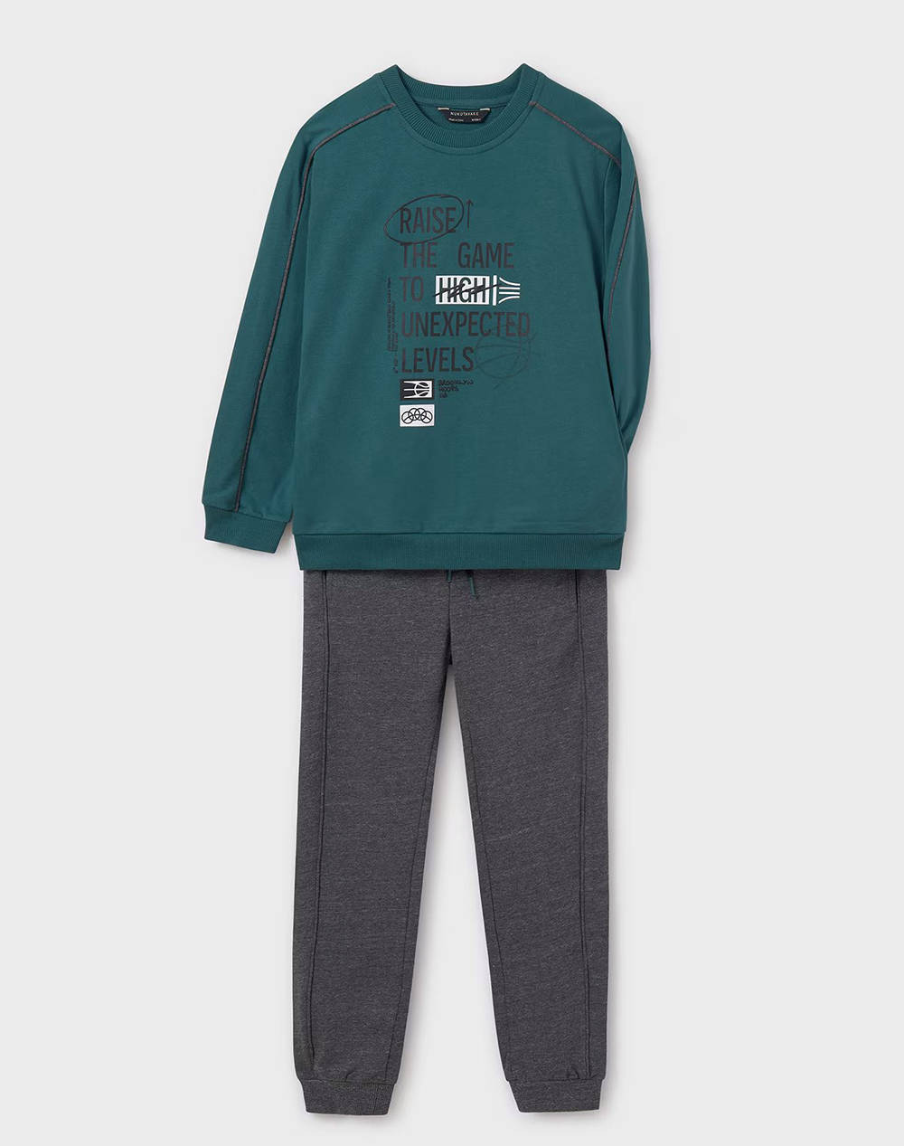 Mayoral Print Sweatshirt Kids Boy Sportswear Sets Green Cotton,Elastic,Synthetic 07844 17 Male Sets Green
