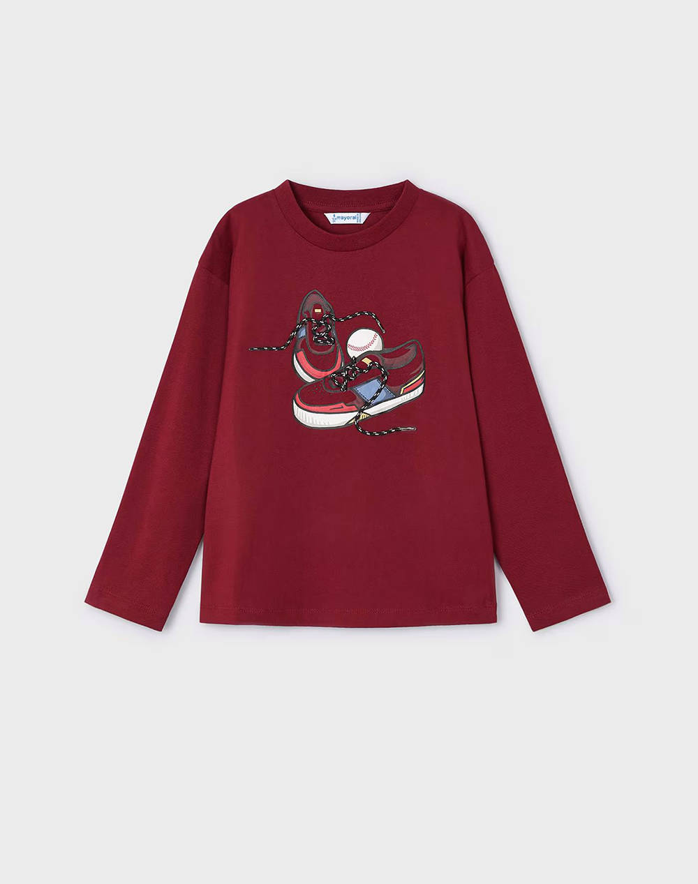 Mayoral "Sneakers" Long Sleeve Shirt Kids Boy Clothes T Shirts Darkred Cotton 04040 43 Male T-Shirts