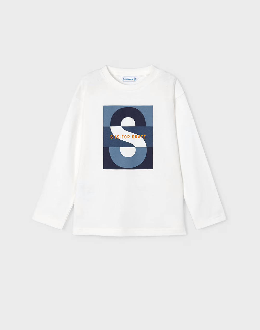 Mayoral Hd Print Long Sleeve Shirt Kids Boy Clothes T Shirts Cream Cotton 04051 60 Male T-Shirts