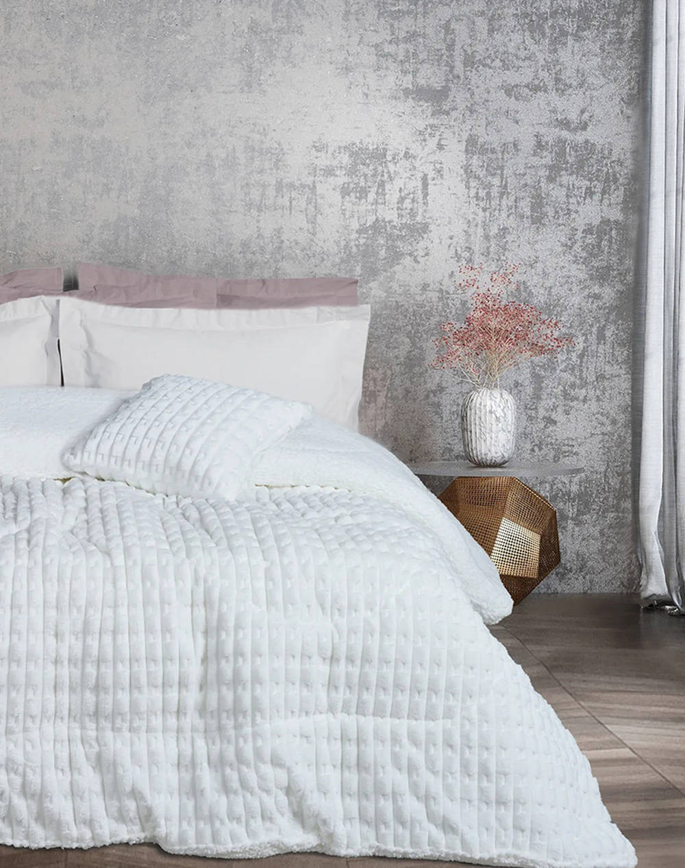 Das 1176 Sherpa Duvet King Size (Dimensions: 220 X 240 Cm.) Home Bedroom Duvet One Color Synthetic 421910201176 Duvet