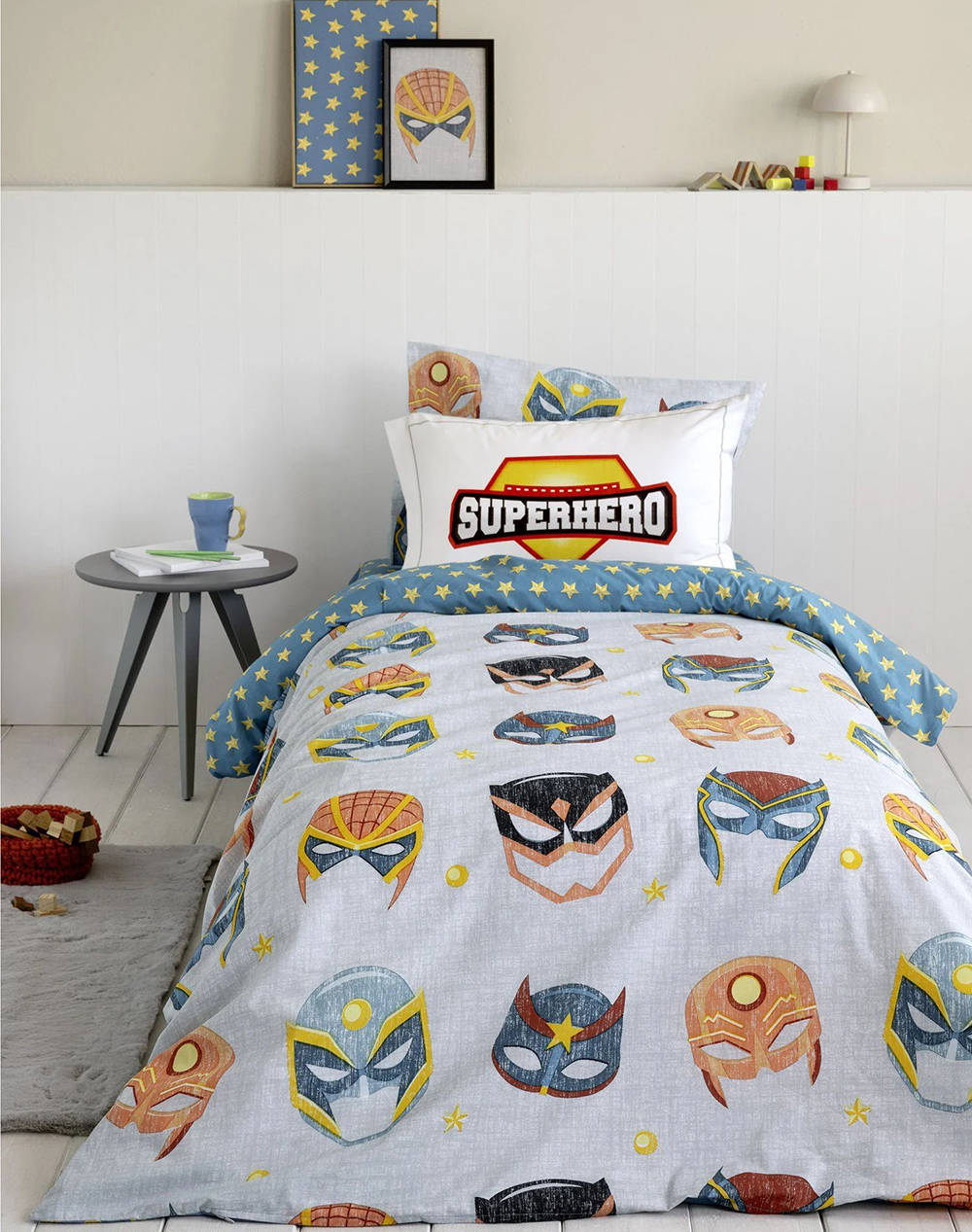 Nima Single Sheet Set With Elastication Superheroes (Dimensions: 170 Χ 255 & 100 X200+30 & 52Χ72Cm) Home Bedroom Sheets One Color Cotton N34339 Unisex