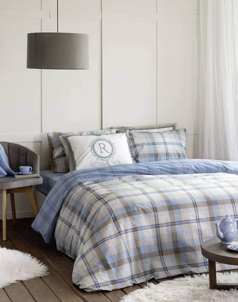 Nima King Size Duvet Cover Set Henry (Dimensions: 220X240 & 52X72 Cm.) Home Bedroom Duvet Covers One Color Cotton N34289 Duvet Covers