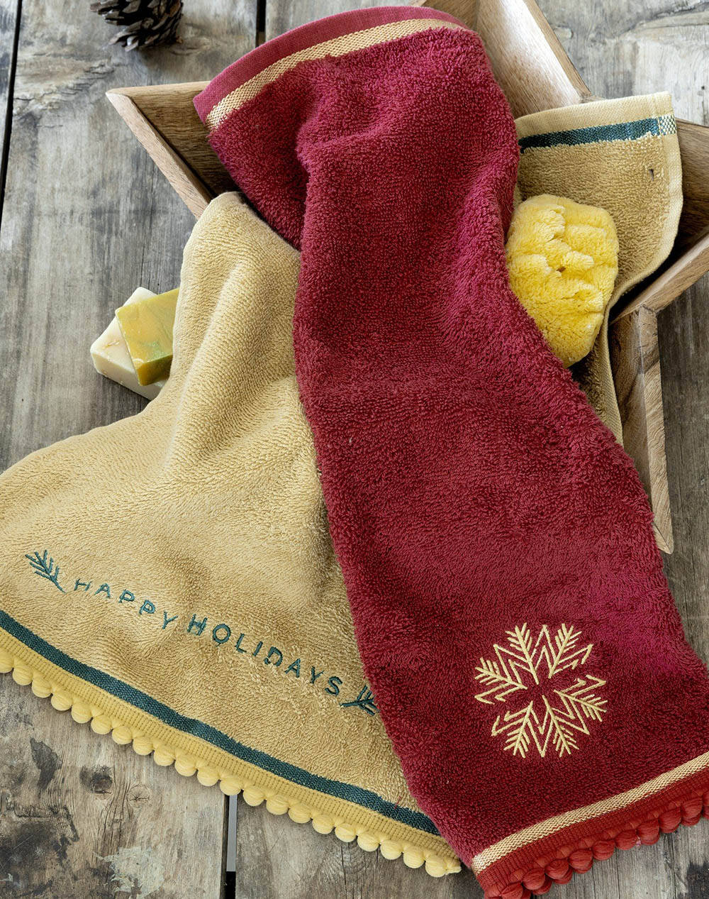 Nima Towel Set Happy Holidays (Dimensions: 2 X 30X50 Cm.) Home Kitchen Towels One Color Cotton N34085 Towels