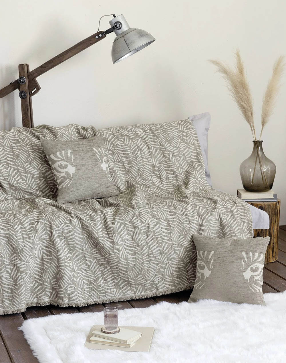 Nima Throw Lebrand Taupe (Dimensions: 180X350 Cm.) Home Homeware Blanket Covers One Color Cotton,Synthetic N34497 Blanket Covers