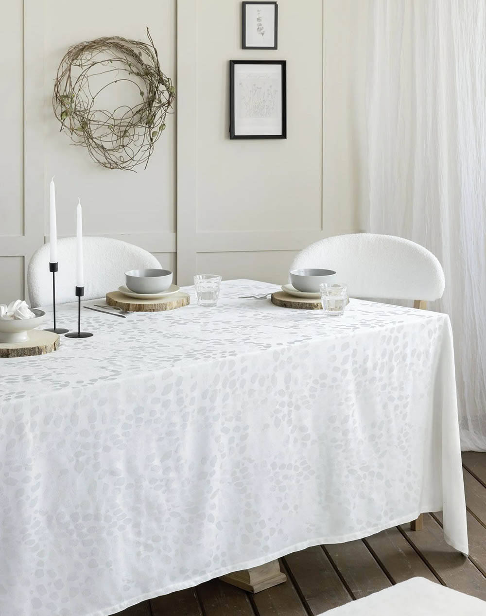 Nima Tablecloth Sylvan Off White (Dimensions: 160X310 Cm.) Home Kitchen Tablecloths One Color Cotton,Linen,Synthetic N34515 Tablecloths