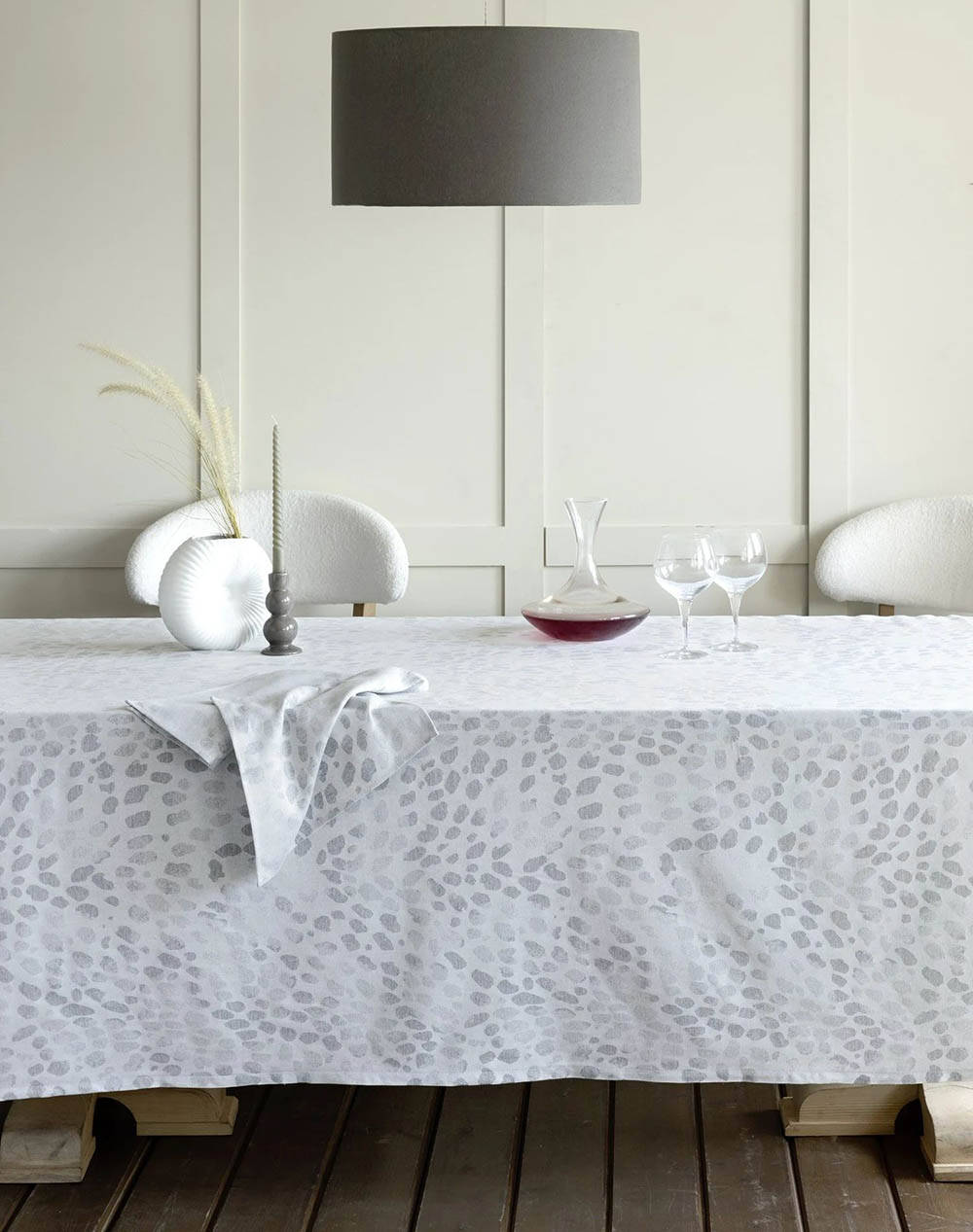 Nima Tablecloth Sylvan Gray (Dimensions: 160X265 Cm.) Home Kitchen Tablecloths One Color Cotton,Linen,Synthetic N34522 Tablecloths