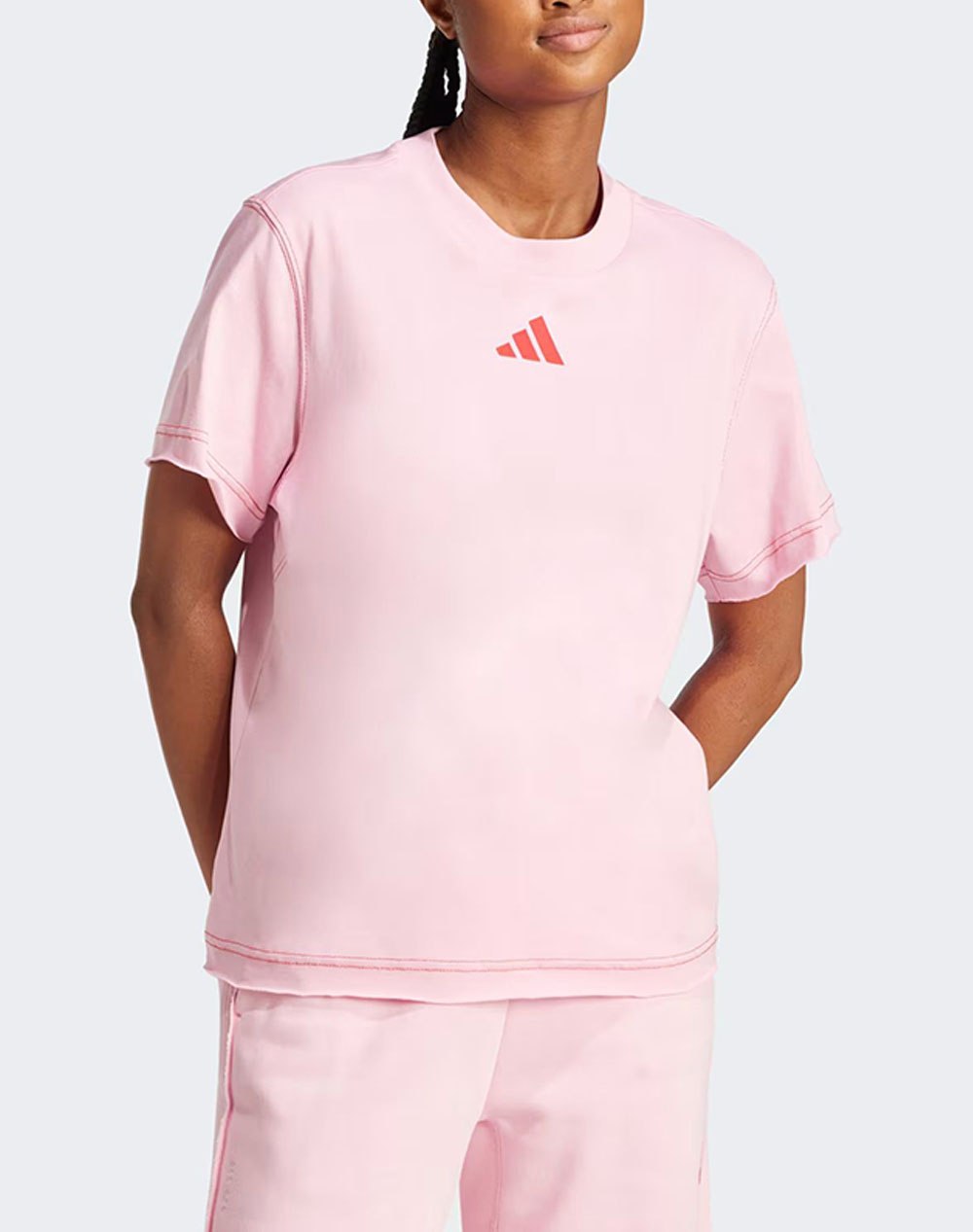 Adidas W All Szn G Tee Women Clothes Tops T Shirts Lightpink Cotton Jn7386 Pink Female T-Shirts