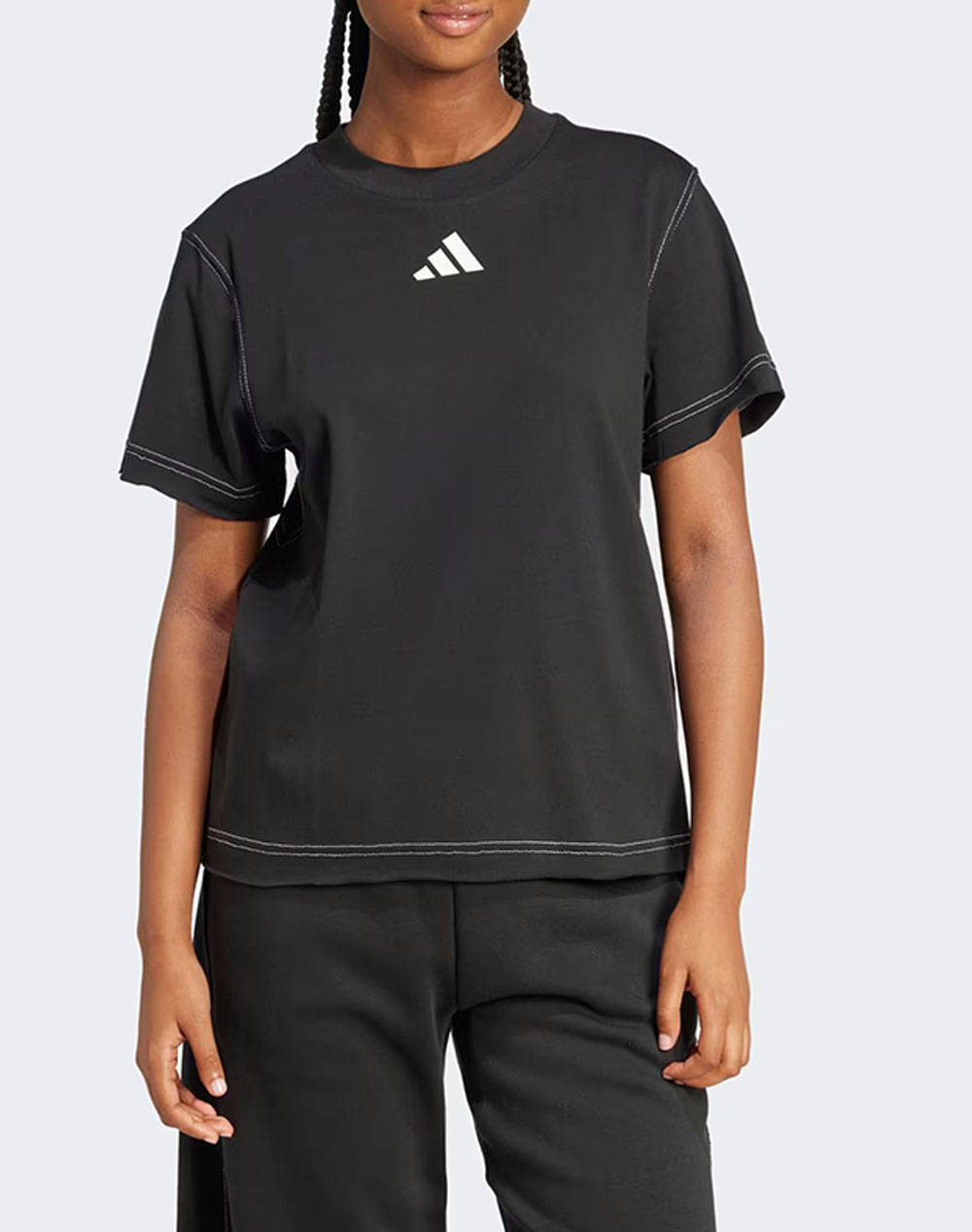 Adidas W All Szn G Tee Women Clothes Tops T Shirts Black Cotton Jn7383 Black Female T-Shirts Black