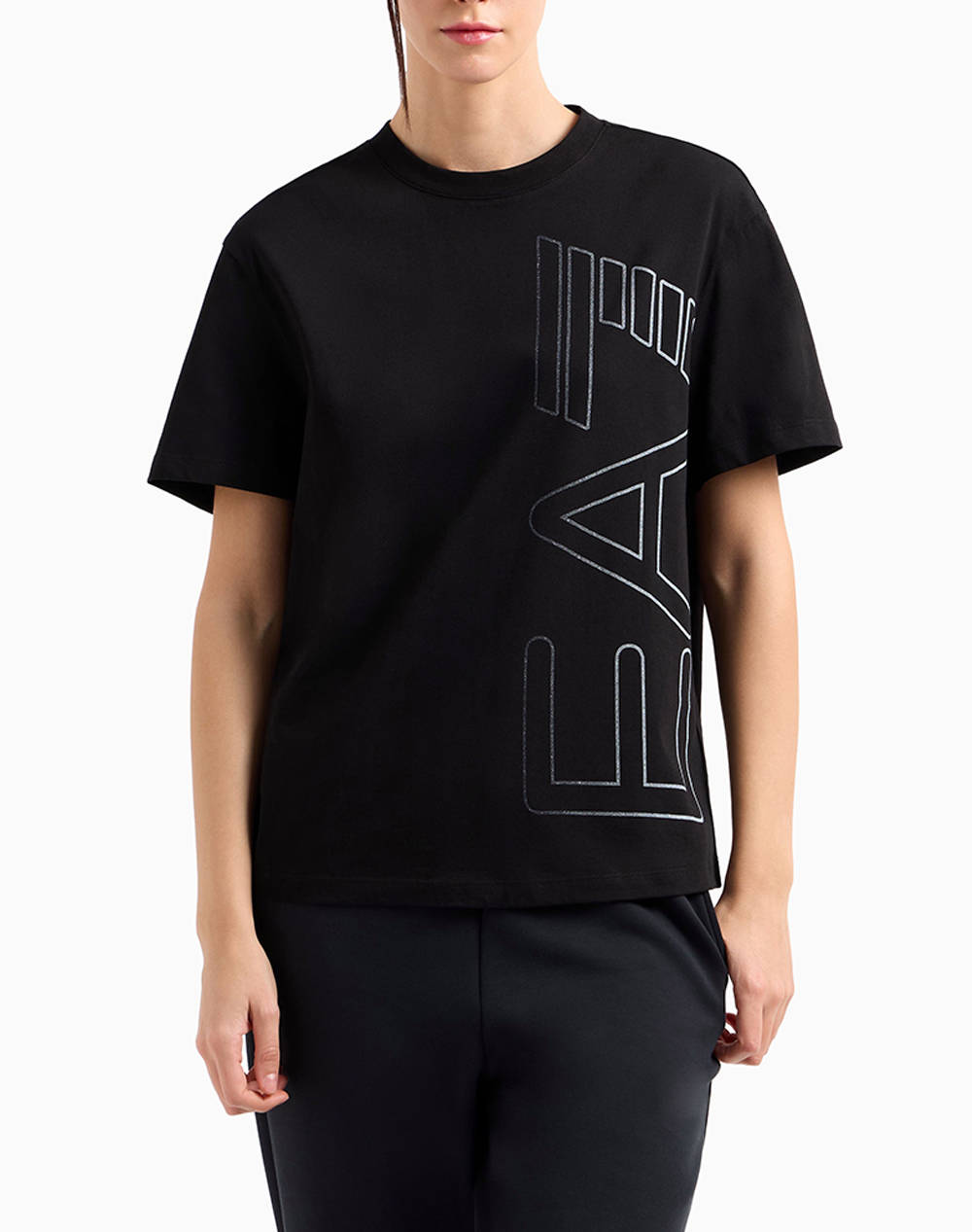 Ea7 T Shirt Women Clothes Tops T Shirts Black Cotton 7W000185Af10201 Uc001 Female T-Shirts Black