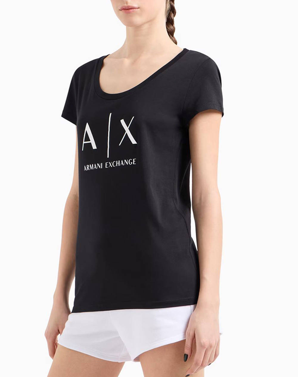 Armani Exchange T Shirt Women Clothes Tops T Shirts Black Cotton 8Nyt70Yj16Z 1200 Female T-Shirts Black
