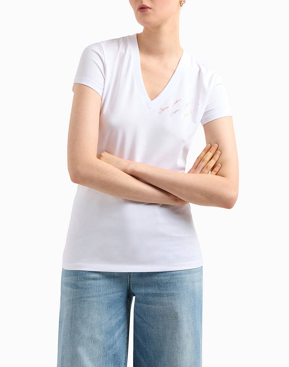 Armani Exchange T Shirt Γυναικα Ρουχα Μπλουζες Τ Shirt White Βαμβακιμε Ελασταν Xw000600Af10355 U0002