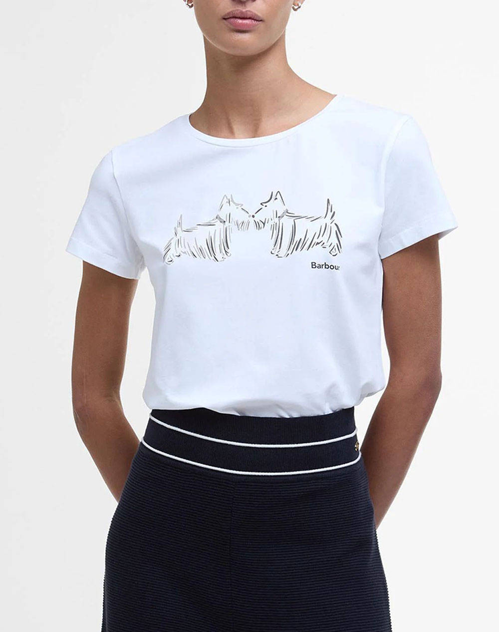 Barbour T Shirt Ss Women Clothes Tops T Shirts White Cotton,Elastic Lts0669 Brwh11 Female T-Shirts