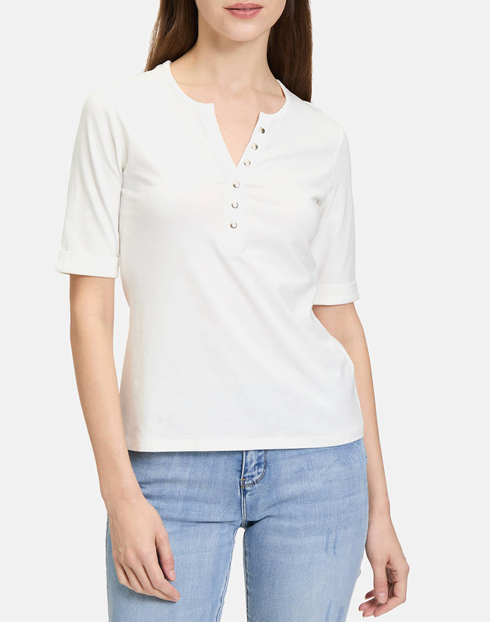 Betty Barclay Blouse Women Clothes Tops T Shirts Offwhite Cotton,Elastic 2384/1881 1014 Female T-Shirts