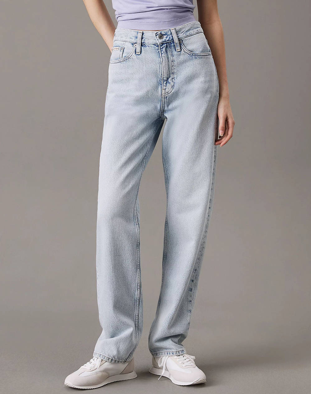 Calvin Klein Jeans High Rise Straight Women Clothes Trousers Jeans/5P/Cargo Denimlightblue Cotton J20J225132 1Aa32 Female Jeans/5P/Cargo Blue