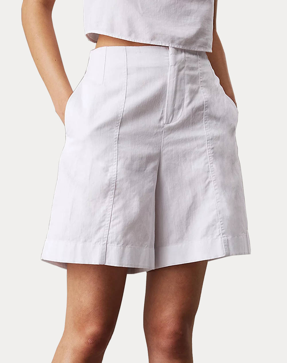 Calvin Klein Soft Linen Short Women Clothes Shorts/Bermudas Bermudas White Cotton,Linen J20J225219 Yaani Female Bermudas