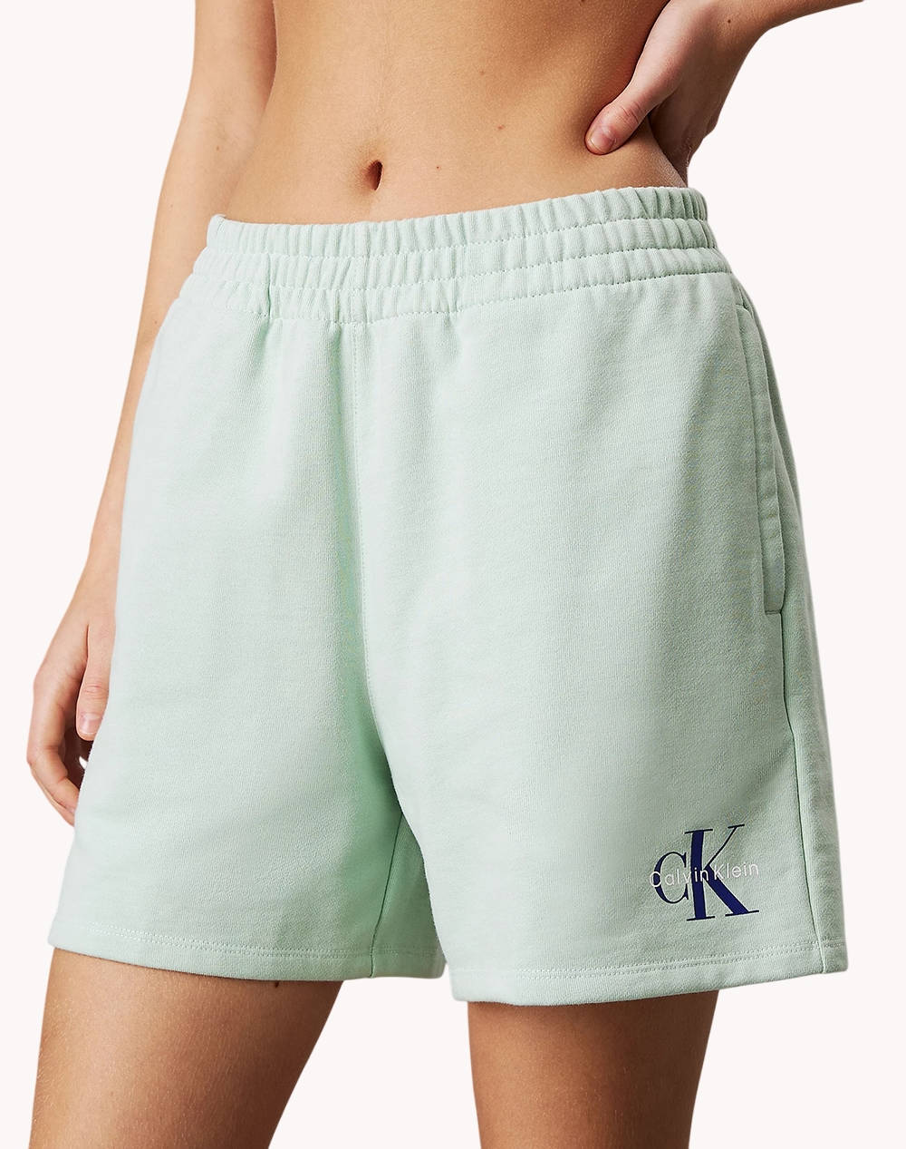 Calvin Klein Monologo French Terry Short Women Sportswear Bottom Clothing Shorts/Bermuda Lightgreen Cotton,Synthetic Lv047B271G Lcd Female Shorts/