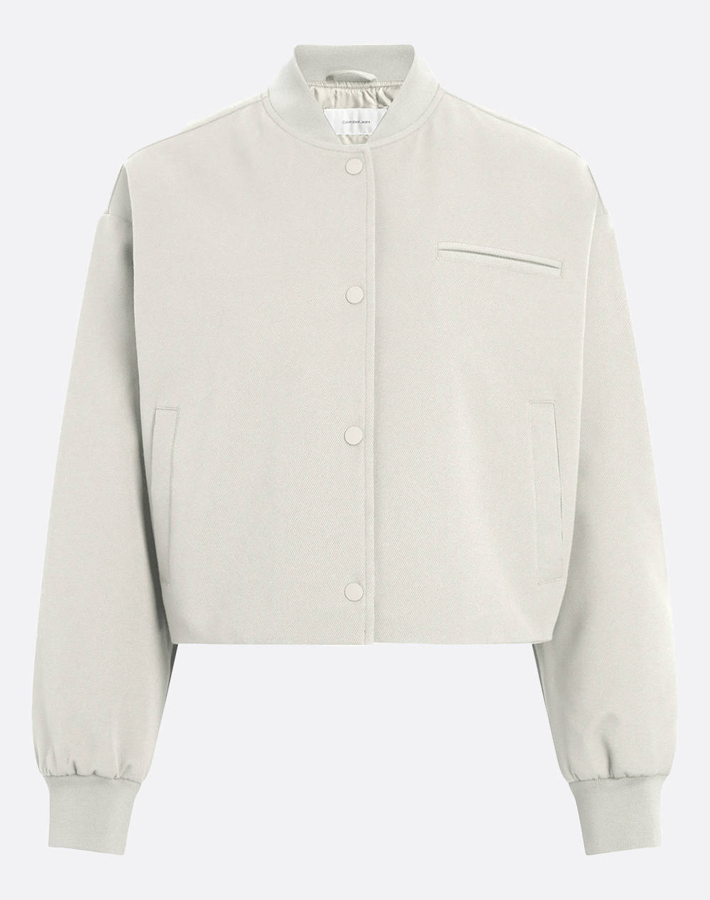 Calvin Klein Jeans Short Bomber Jacket Women Clothes Outerwear Outerwear Jackets Ivory Elastic,Synthetic J20J224970 Ybi Female Jackets