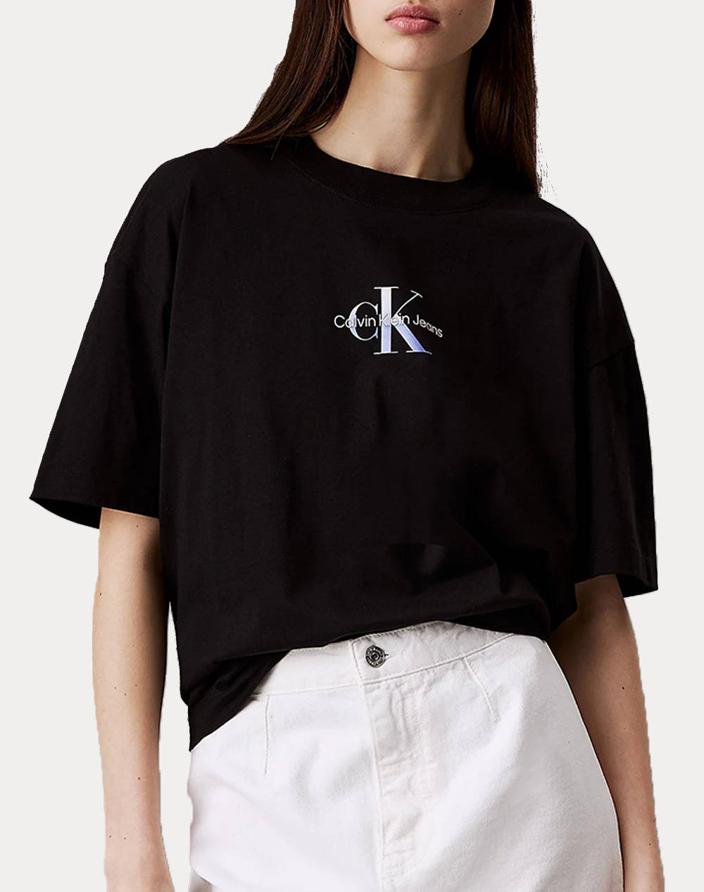 Calvin Klein Jeans Gradient Monologo Bf Tee Women Clothes Tops T Shirts Black Cotton J20J225521 Beh Female T-Shirts Black