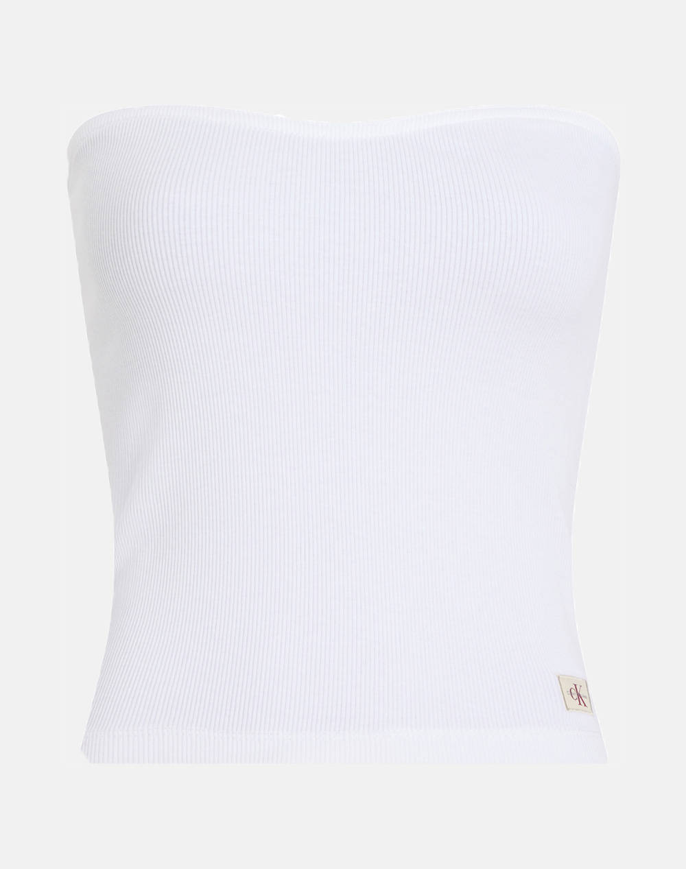 Calvin Klein Jeans Woven Label Rib Sleeveless Top Women Clothes Tops Tops/Bodies White Cotton,Elastic J20J225310 Yaa Female Tops/Bodies