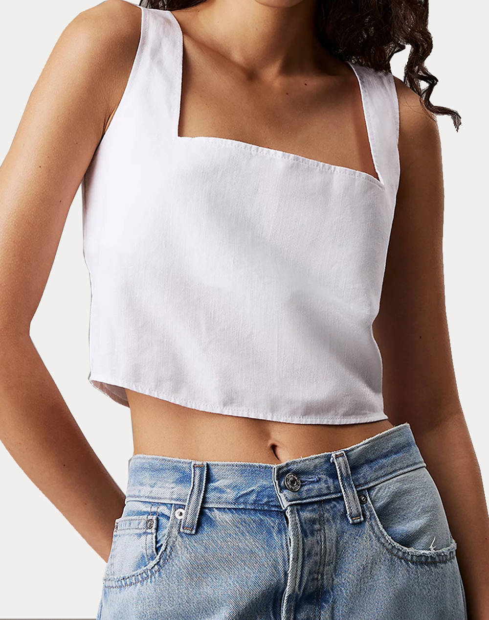 Calvin Klein Soft Linen Top Women Clothes Tops Tops/Bodies White Cotton,Linen J20J225347 Yaa Female Tops/Bodies