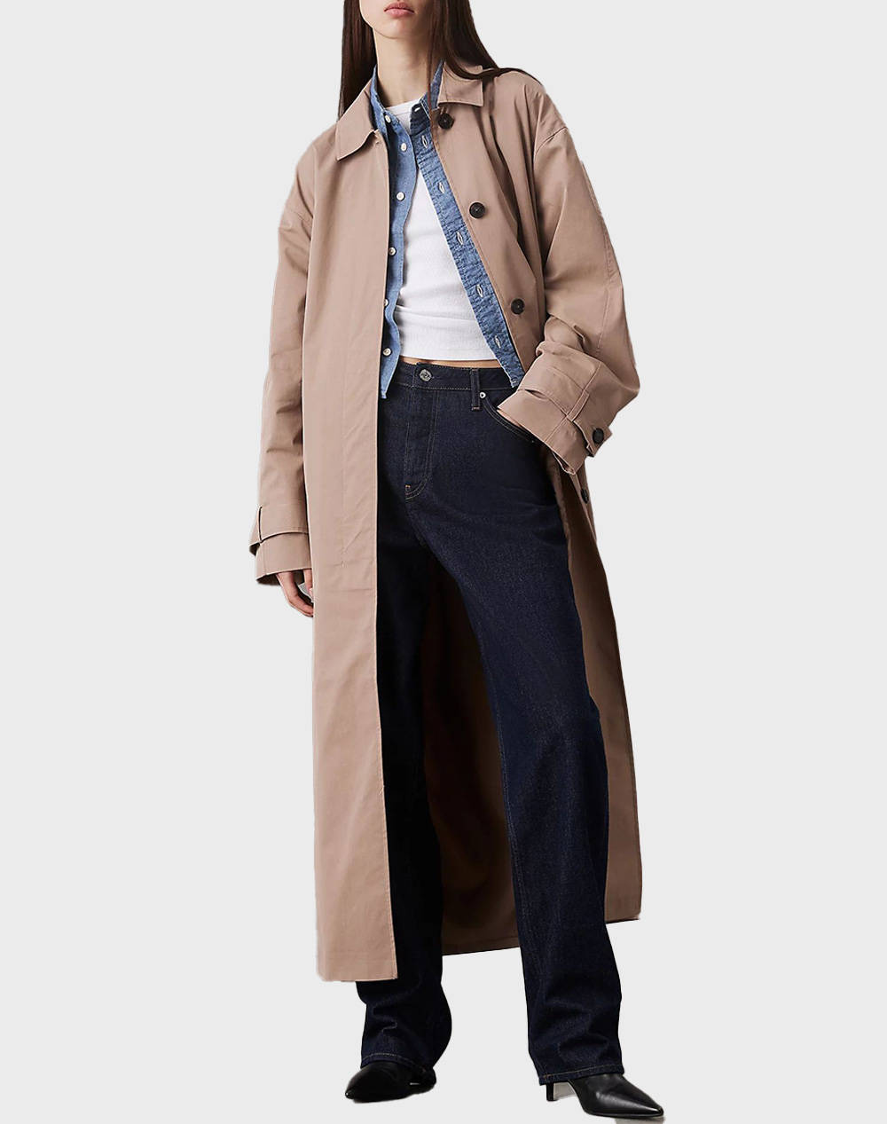 Calvin Klein Jeans Trench Coat Women Clothes Outerwear Coats/Trenchcoats Trenchcoats Sandybrown Cotton,Synthetic J20J224713 Pfw Female Trenchcoats