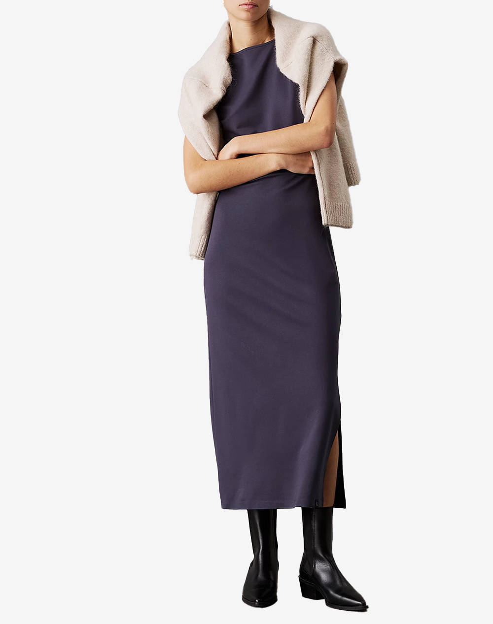 Calvin Klein Jeans Long Milano Dress Women Clothes Dresses Darkblue Viscose,Elastic,Synthetic J20J224828 Cge Female Dresses Blue