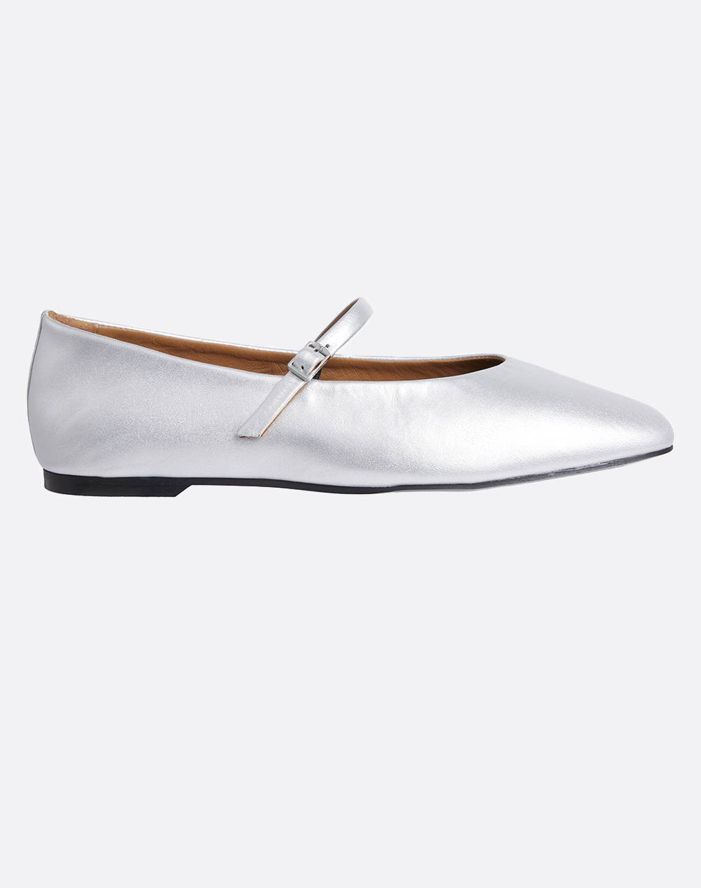 Calvin Klein Jeans Mary Jane Ballerina Met Women Footwear Moccasins/Ballerinas Metallicsilver Leather Hw0Hw02269 02Y Female Moccasins/Ballerinas