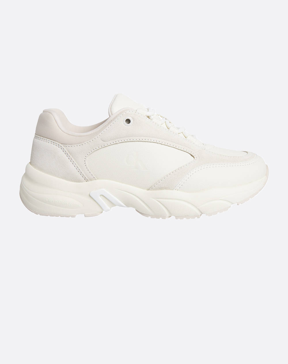 Calvin Klein Jeans Retro Tennis Low Mix Mg Media Women Footwear Sneakers Cream Leather Yw0Yw01646 0Lg Female Sneakers