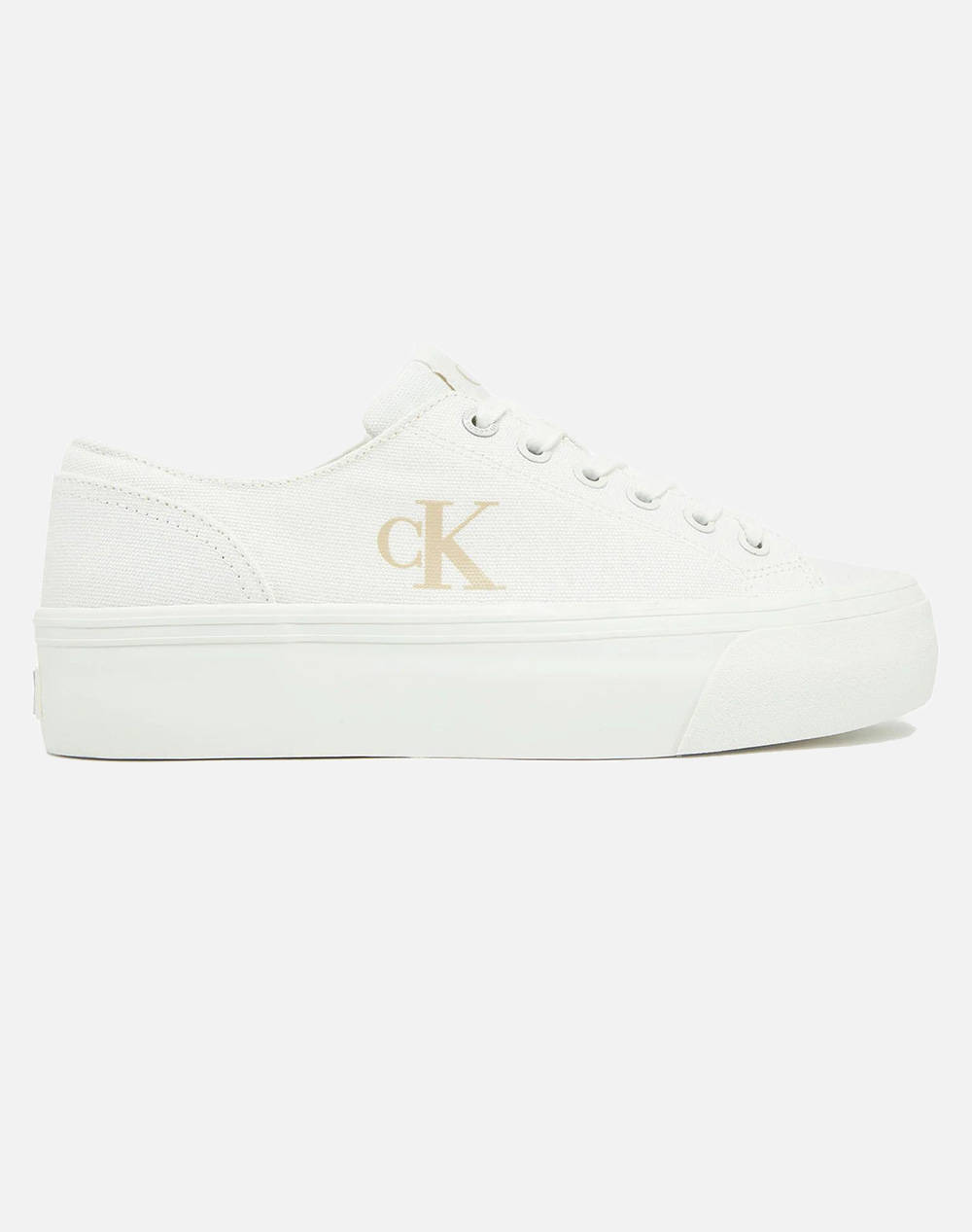 Calvin Klein Jeans Vulc Flatform Low Cv Mg Women Footwear Sneakers White Cotton,Fabric Yw0Yw01763 01W Female Sneakers