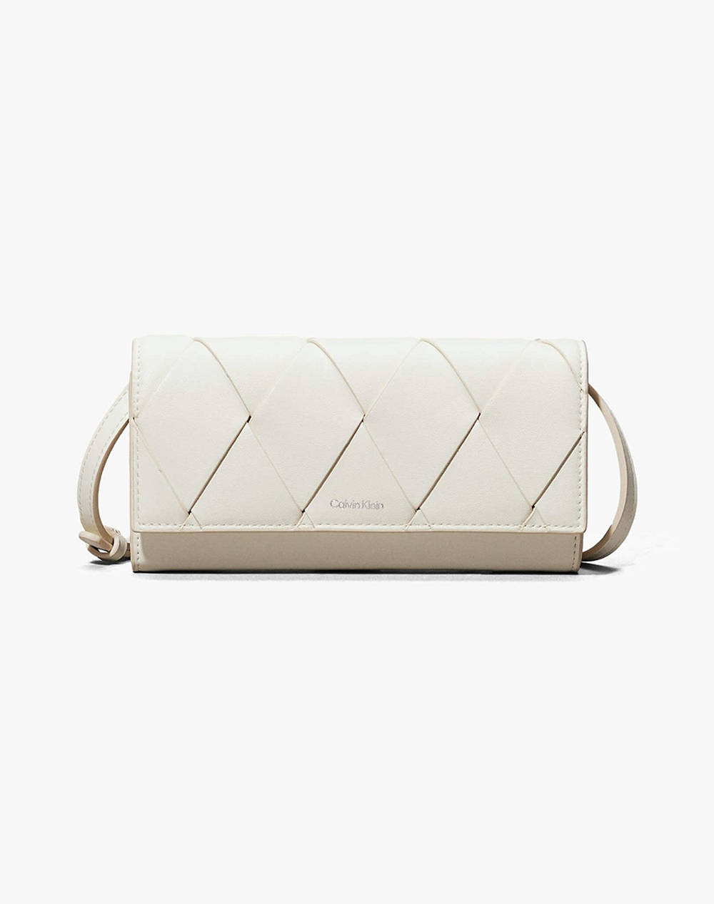 Calvin Klein Jeans Ck Woven Convertible Wallet Bag (Dimensions: 10.5 X 19 X 4.8 Cm.) Women Accessories Bags Ecru Synthetic K60K612970 67U Female Bags