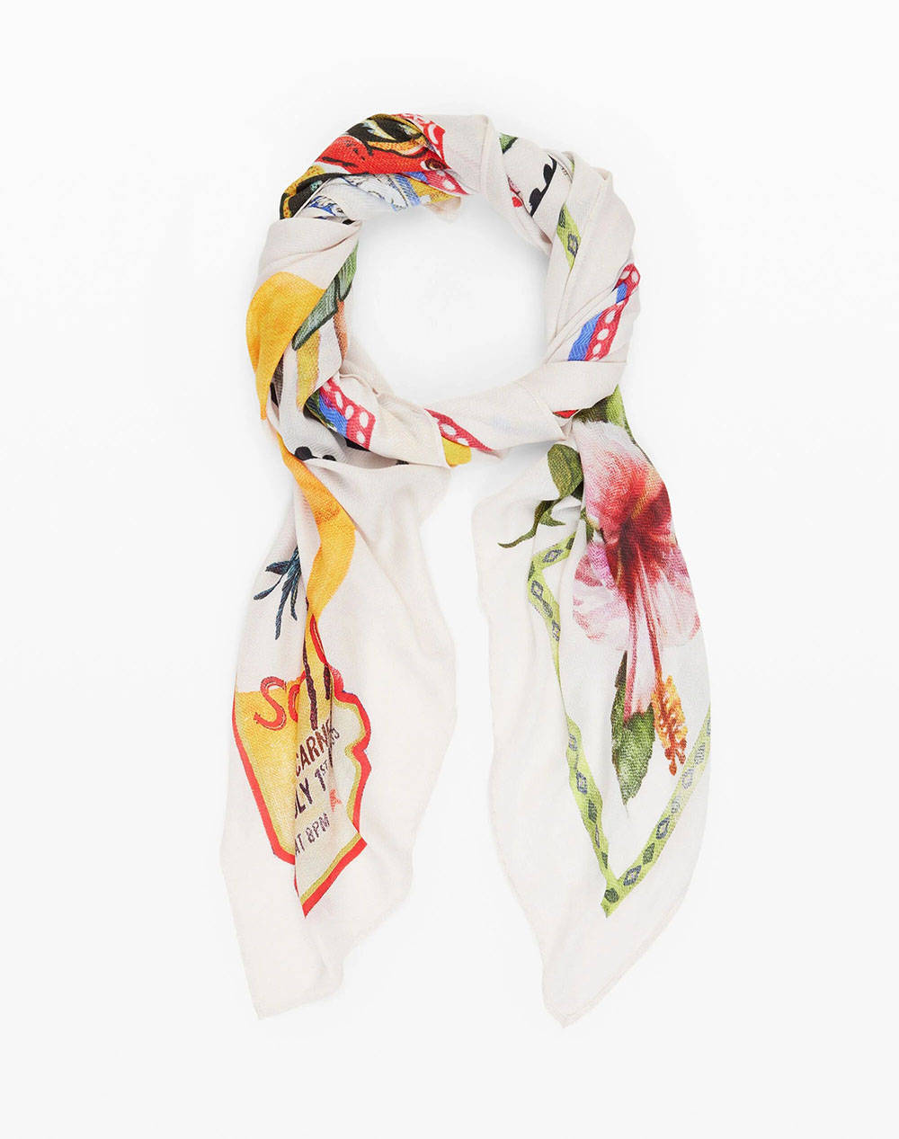 Desigual D3 Fou_Paradise Rectangle Women''S Accessories Women Accessories Scarves Offwhite Viscose 25Sawa34 1001 Female Scarves