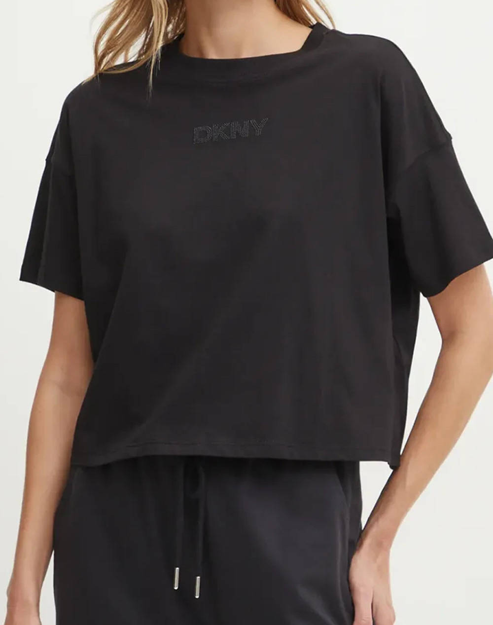 Dkny Dp4T1070 Logo Short Sleeve T Shirt Dkny Women Clothes Tops T Shirts Black Cotton Dp4T1070 0071 Female T-Shirts Black