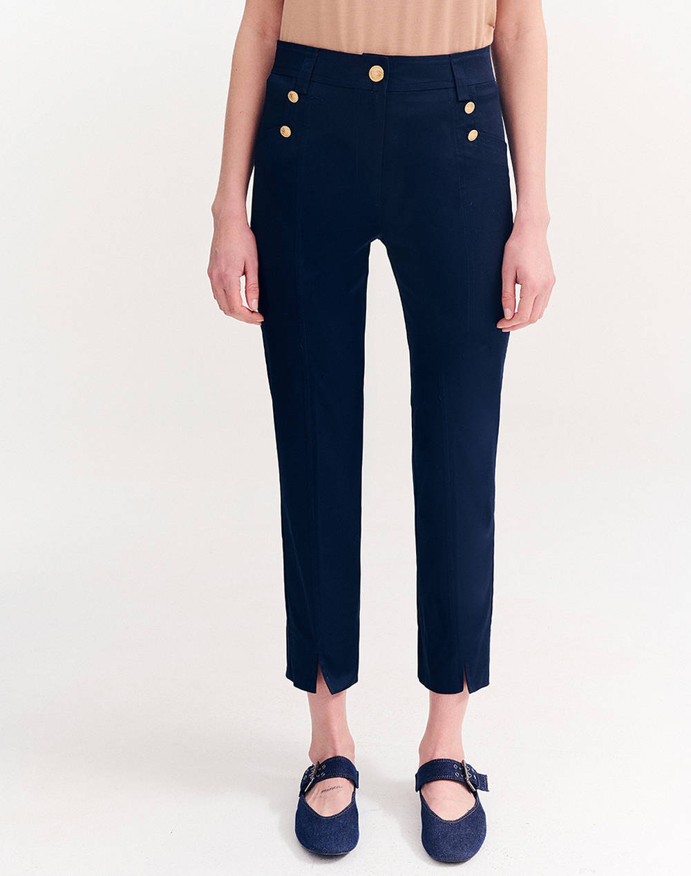 Forel Cotton Cigarette Pants Women Clothes Trousers Chinos Darkblue Cotton,Elastic 080.20.01.065 Μπλε Female Chinos Blue