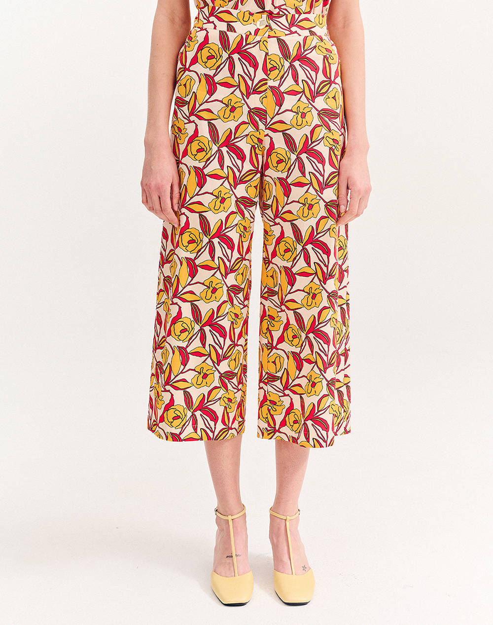 Forel Pants Women Clothes Trousers Fabric Trousers Yellow Cotton,Elastic 080.20.01.009 Κιτρινο Female Fabric Trousers