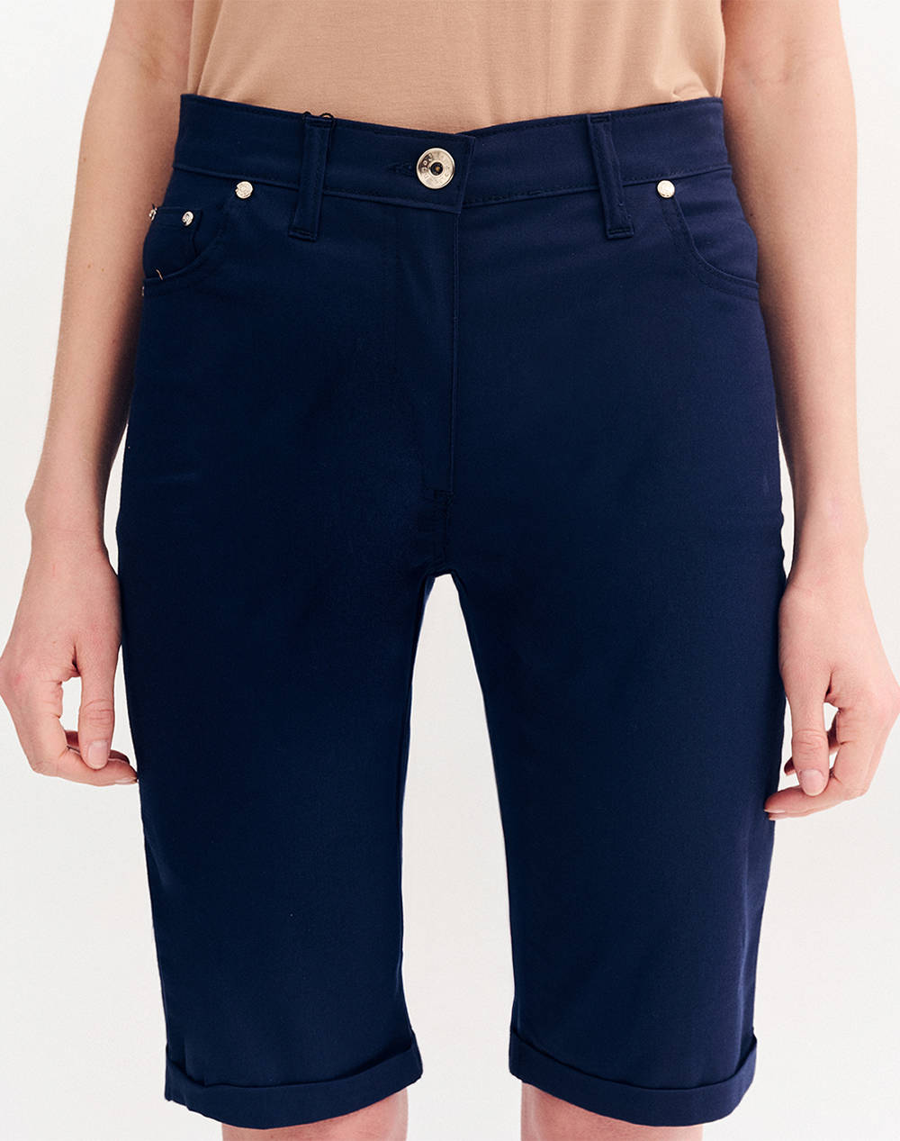 Forel Bermuda Women Clothes Shorts/Bermudas Bermudas Blue Cotton,Elastic 080.22.01.013 Μπλε Female Bermudas Blue