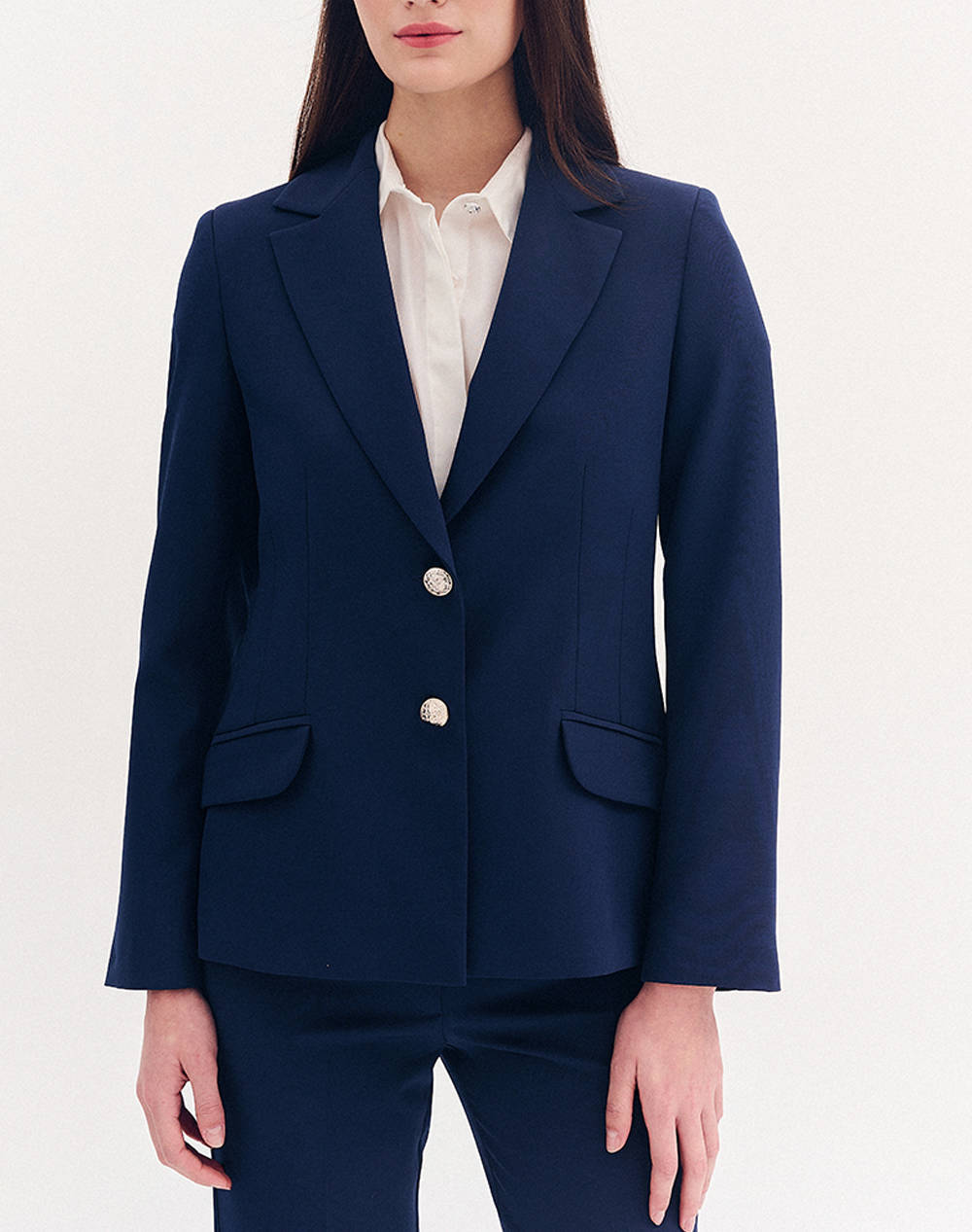 Forel Waisted Jacket Women Clothes Outerwear Blazers Darkblue Elastic,Synthetic 080.30.01.021 Μπλε Female Blazers Blue