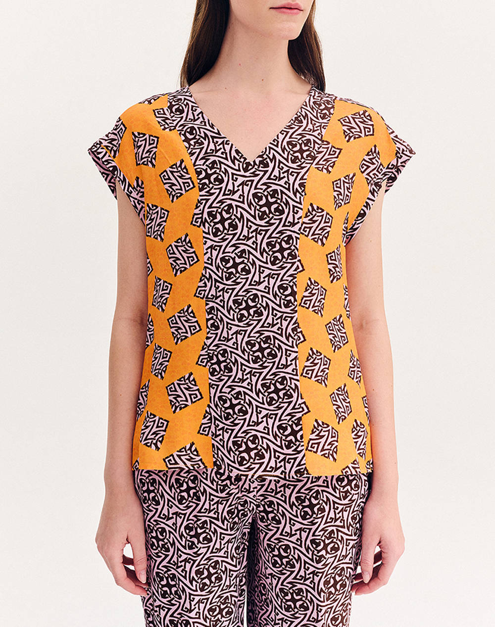 Forel Blouse Women Clothes Tops T Shirts Mixed Viscose 080.10.01.031 Πορτοκαλι Female T-Shirts