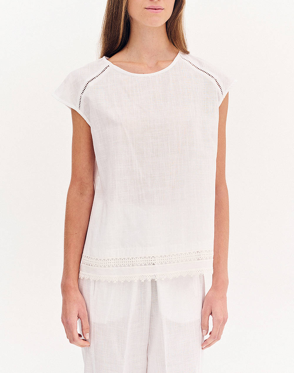 Forel Cotton Shirt With Embroidery Women Clothes Tops T Shirts White Cotton 080.10.01.047 Λευκο Female T-Shirts